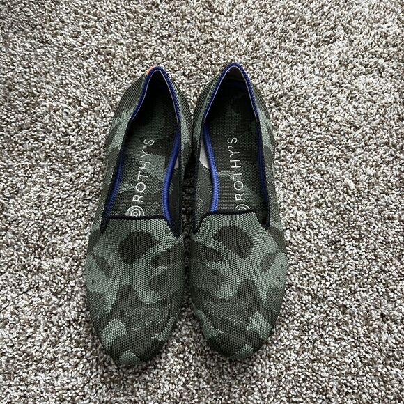 Rothy's Slip On Olive Camo Textile Size 7.5 The Loafer Flat Comfort Shoes - Picture 2 of 7